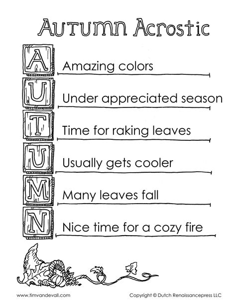 Fall Acrostic Poem Template